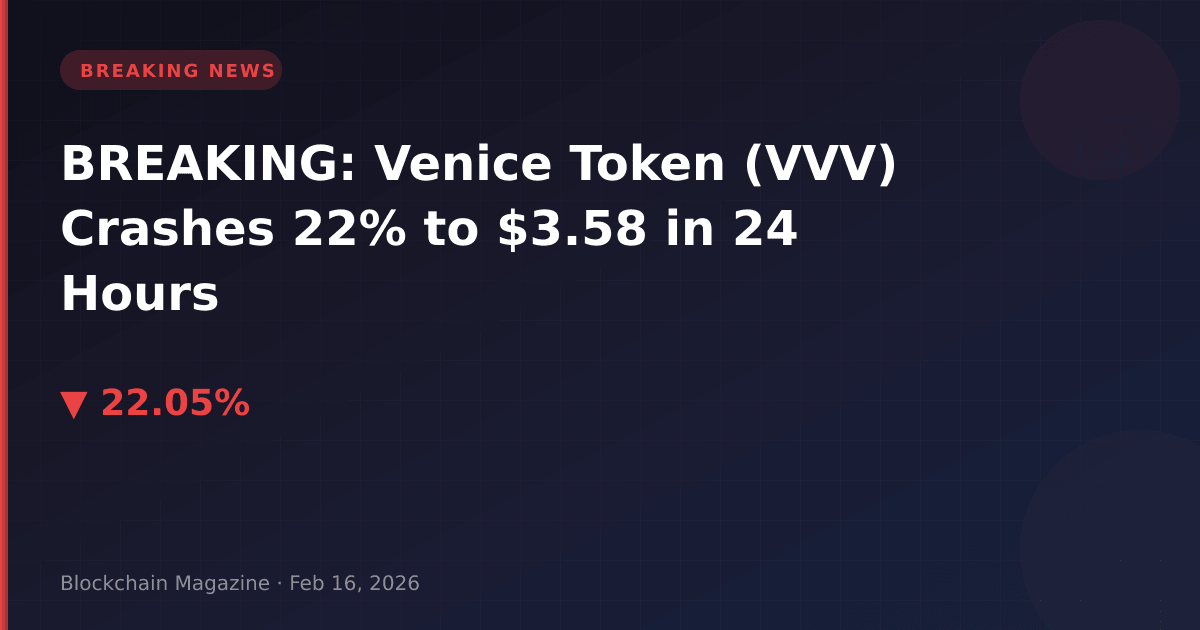 Breaking: venice token (vvv) crashes 22% to $3. 58 in 24 hours