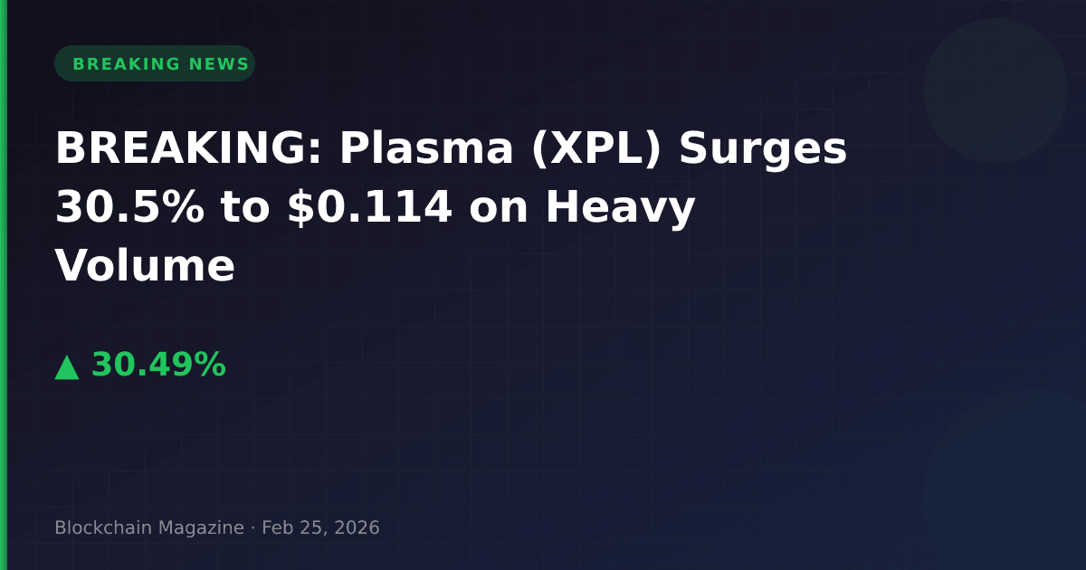 Breaking: plasma (xpl) surges 30. 5% to $0. 114 on heavy volume