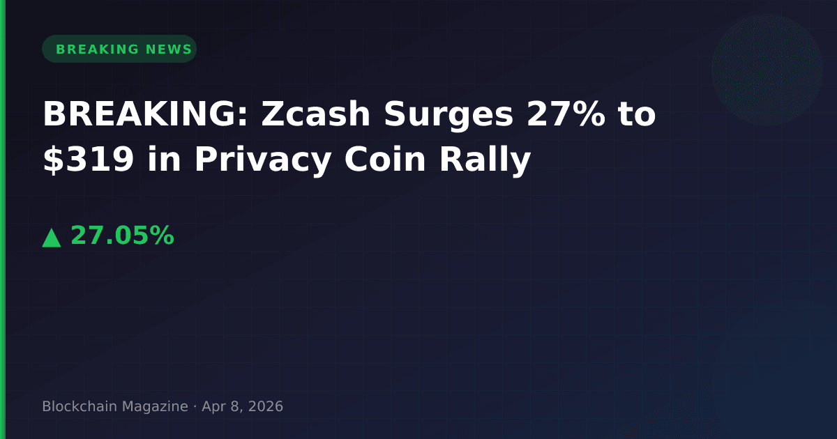Breaking: zcash surges 27% to $319 in privacy coin rally
