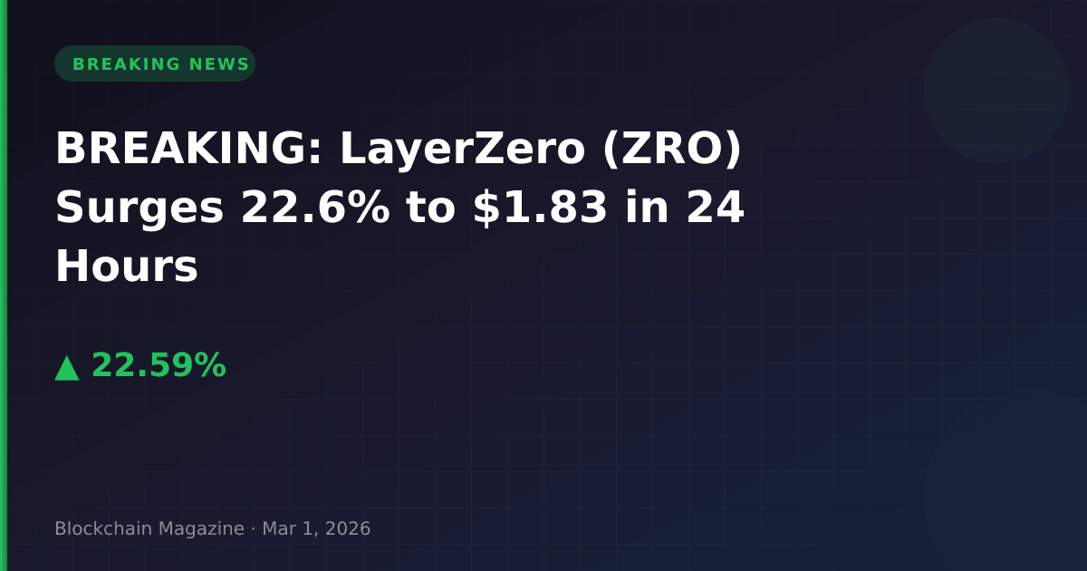 Breaking: layerzero (zro) surges 22. 6% to $1. 83 in 24 hours