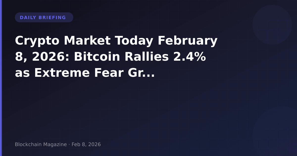 Crypto market today february 8, 2026: bitcoin rallies 2. 4% as extreme fear grips markets at $2. 49t cap