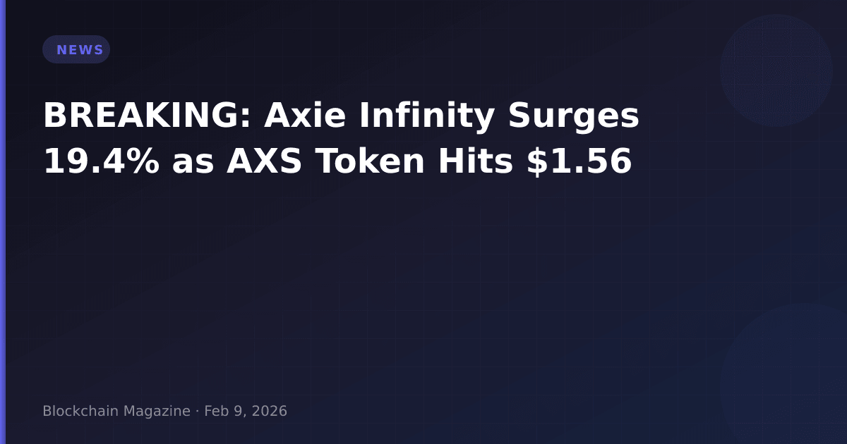 Breaking: axie infinity surges 19. 4% as axs token hits $1. 56
