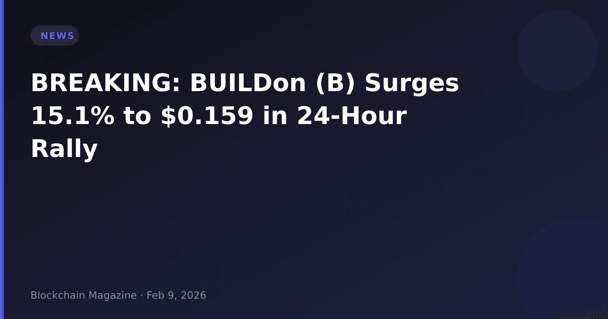 Breaking: buildon (b) surges 15. 1% to $0. 159 in 24-hour rally