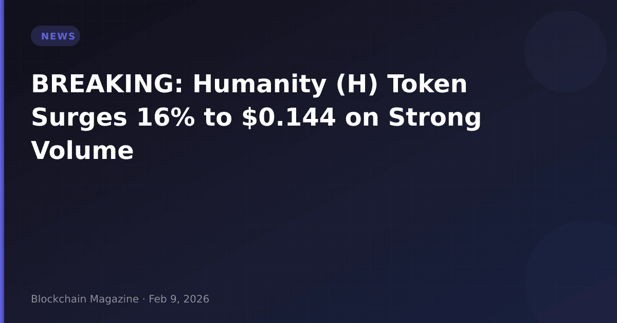 Breaking: humanity (h) token surges 16% to $0. 144 on strong volume