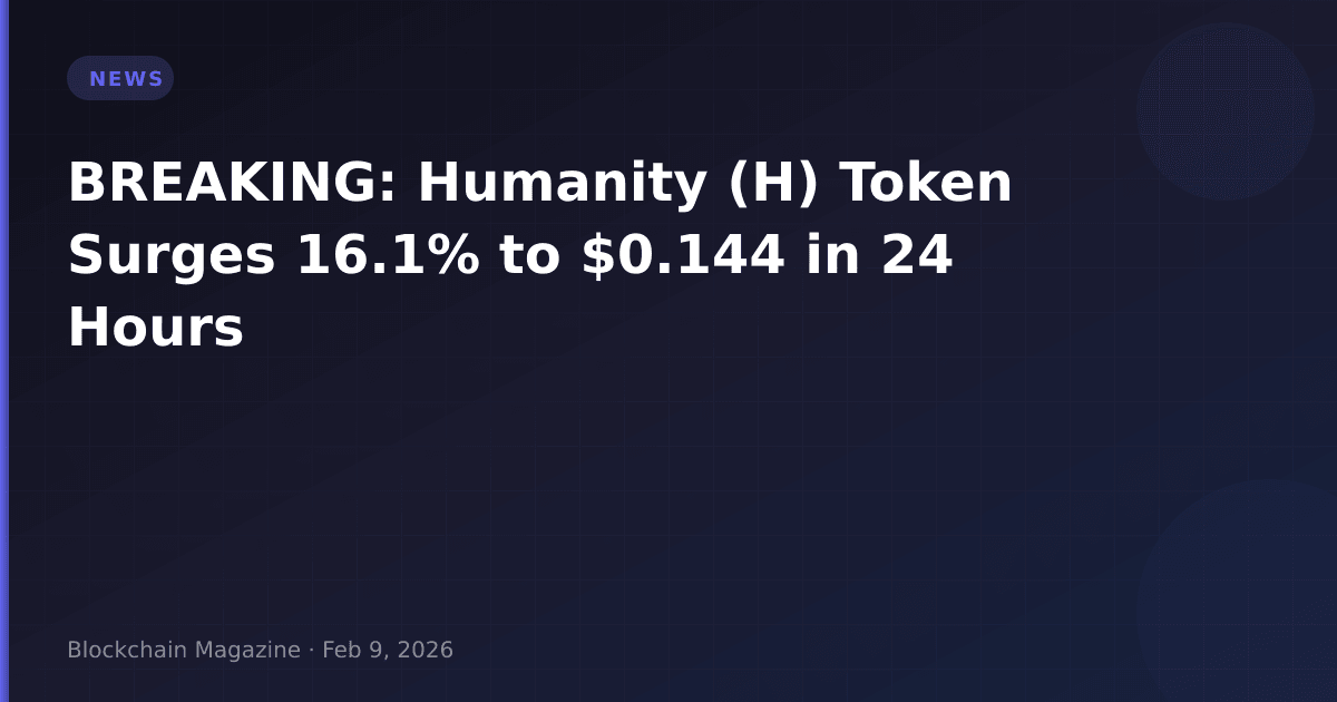 Breaking: humanity (h) token surges 16. 1% to $0. 144 in 24 hours