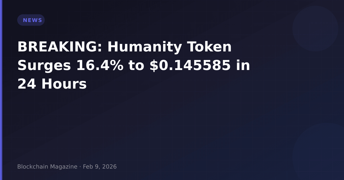 Breaking: humanity token surges 16. 4% to $0. 145585 in 24 hours