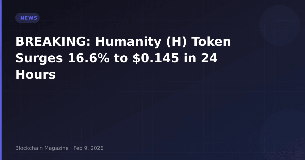Breaking: humanity (h) token surges 16. 6% to $0. 145 in 24 hours