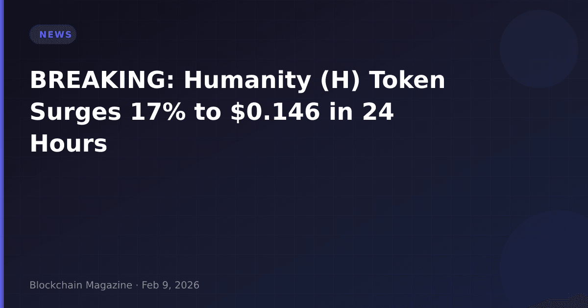 Breaking: humanity (h) token surges 17% to $0. 146 in 24 hours