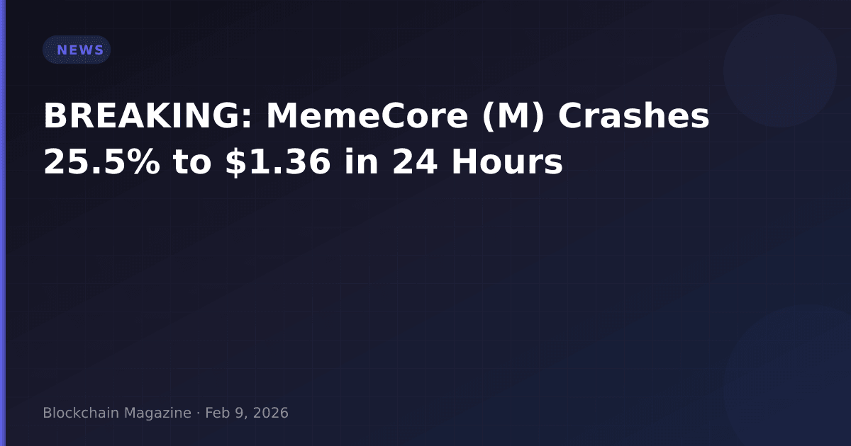 Breaking: memecore (m) crashes 25. 5% to $1. 36 in 24 hours