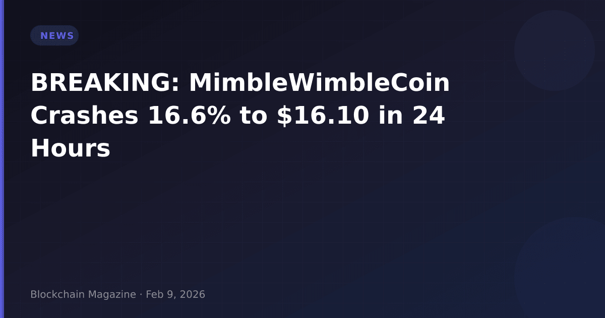 Breaking: mimblewimblecoin crashes 16. 6% to $16. 10 in 24 hours