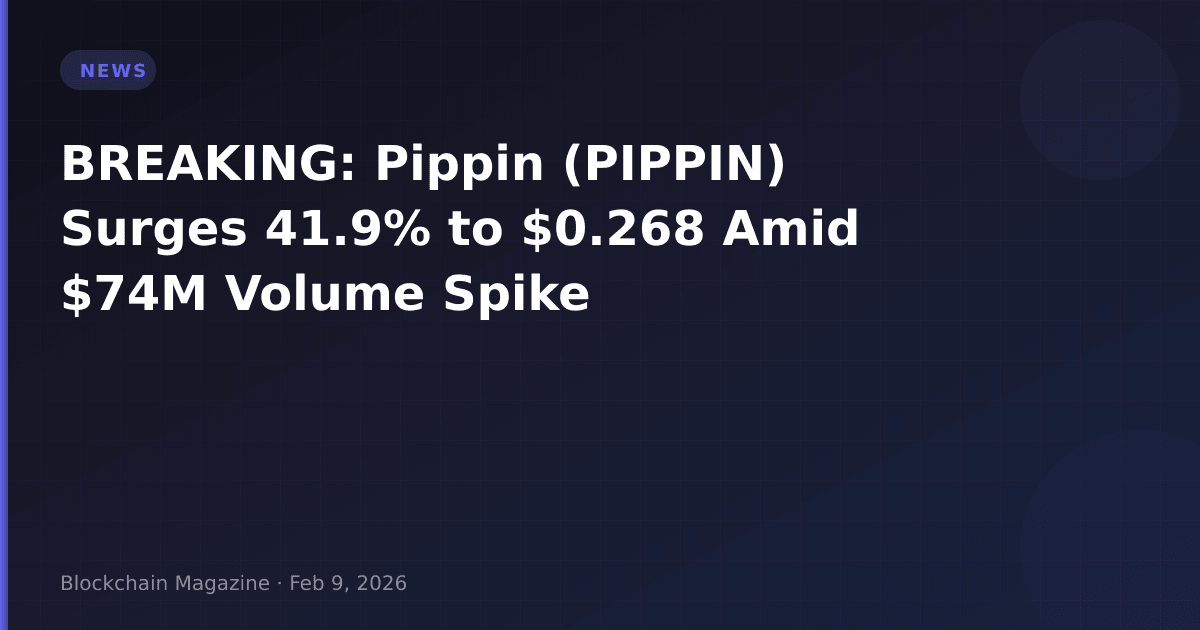 Breaking: pippin (pippin) surges 41. 9% to $0. 268 amid $74m volume spike