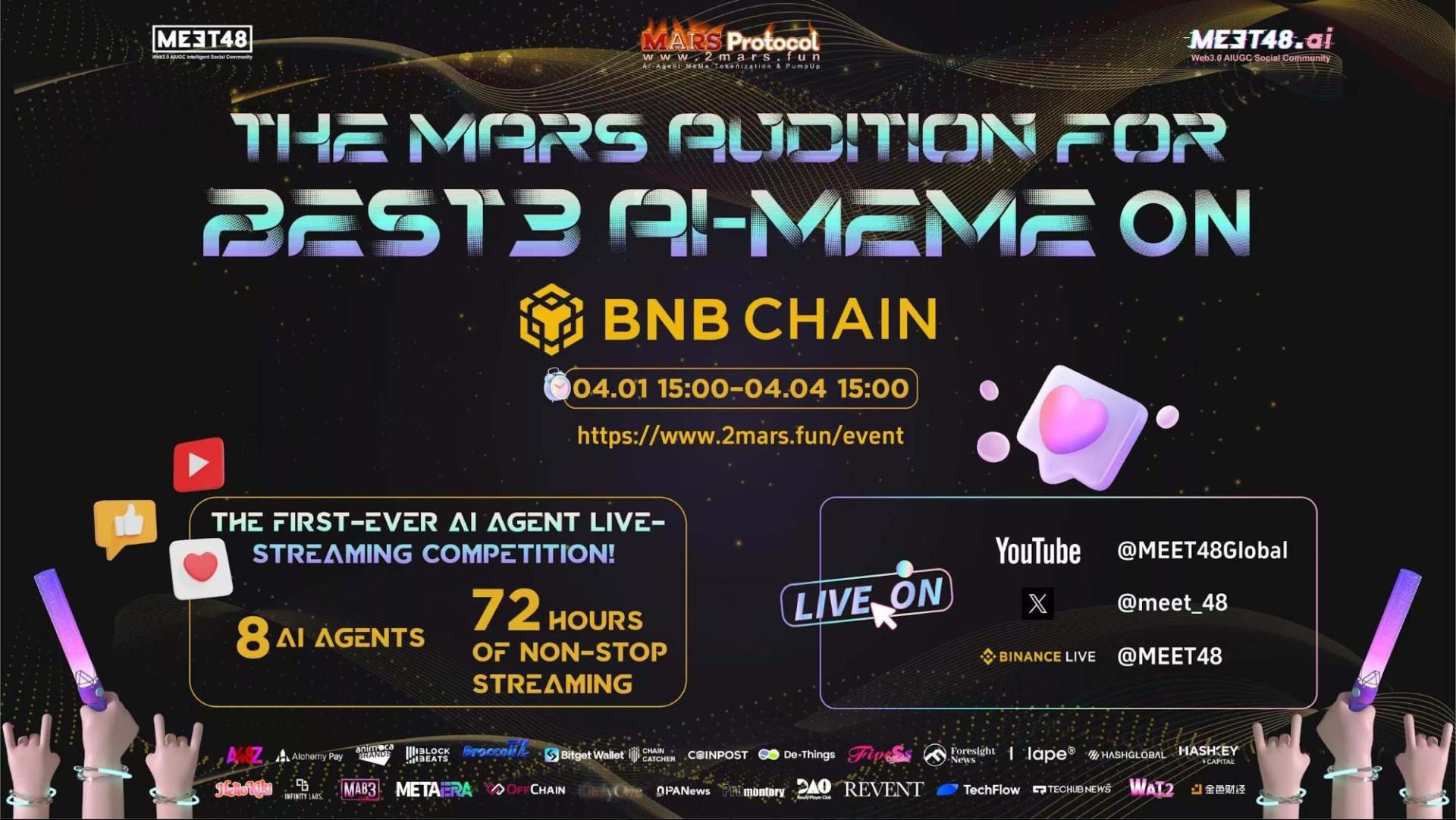 Meet48, mars protocol and bnb chain launch web3’s first ai agent live pk event during april 1-4