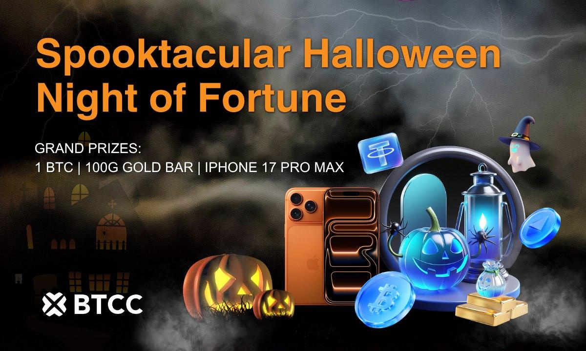 Btcc exchange announces halloween night of fortune with bitcoin, gold bars & iphone 17 prizes