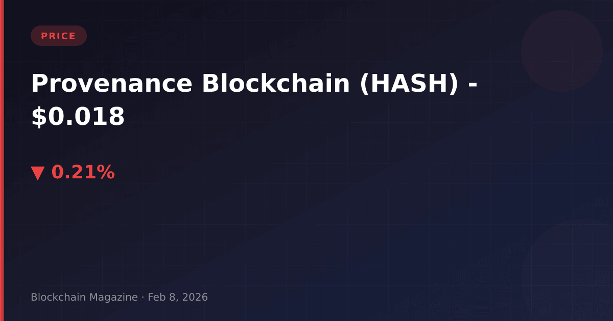 Provenance blockchain (hash) price today, live chart & market cap | $0. 0183 usd