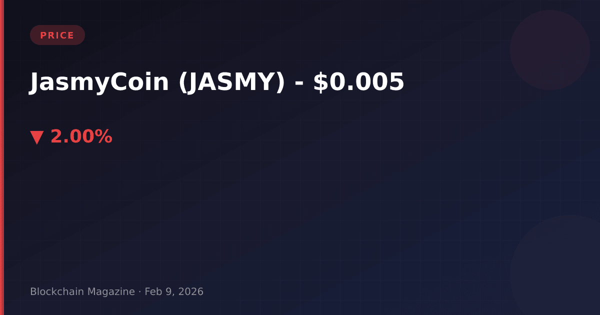 Jasmycoin (jasmy) price today, live chart & market cap | jasmy to usd converter