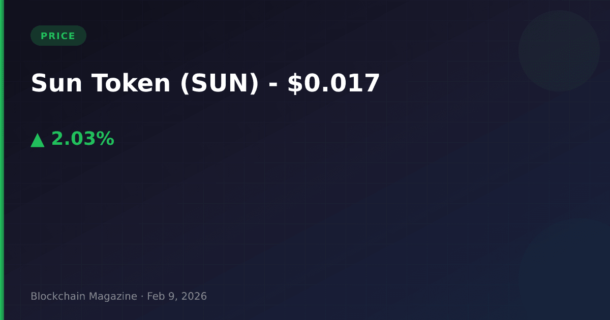 Sun token (sun) price today: live chart, market cap & sun to usd converter | current price $0. 0172