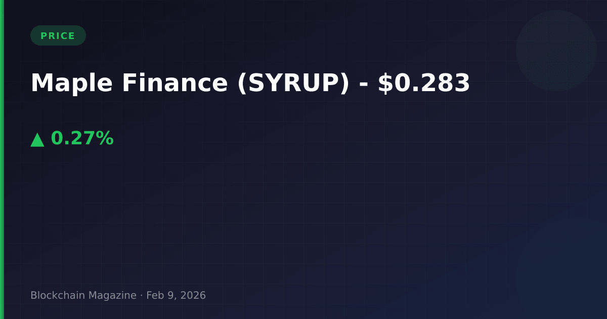 Maple finance (syrup) price today, live chart & market cap | $0. 282999 usd